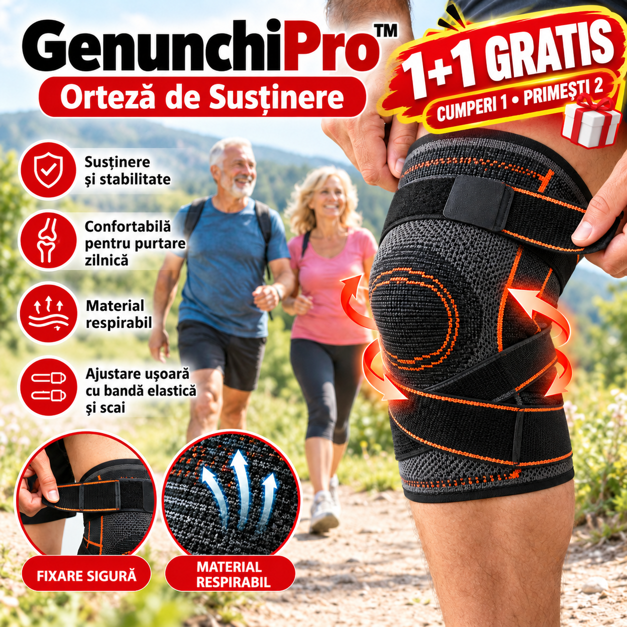 1+1 GRATIS : GenunchiPro™ – Orteză de Susținere