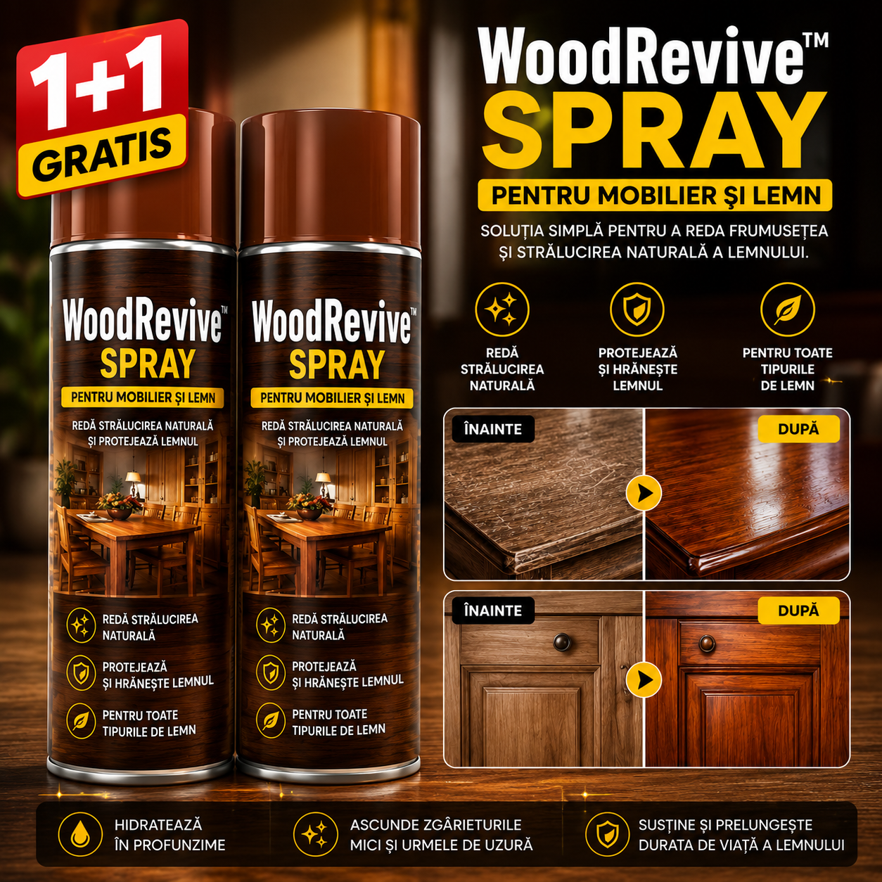 WoodRevive™ Spray – Spray cu Ceară pentru Restaurarea Lemnului