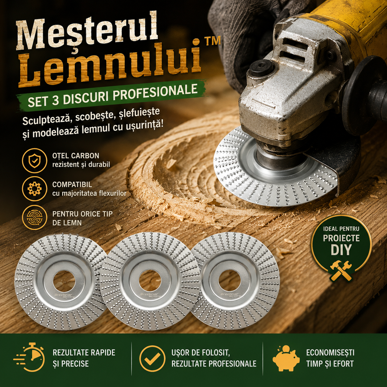 Meșterul Lemnului™ – Set Profesional 3 Discuri
