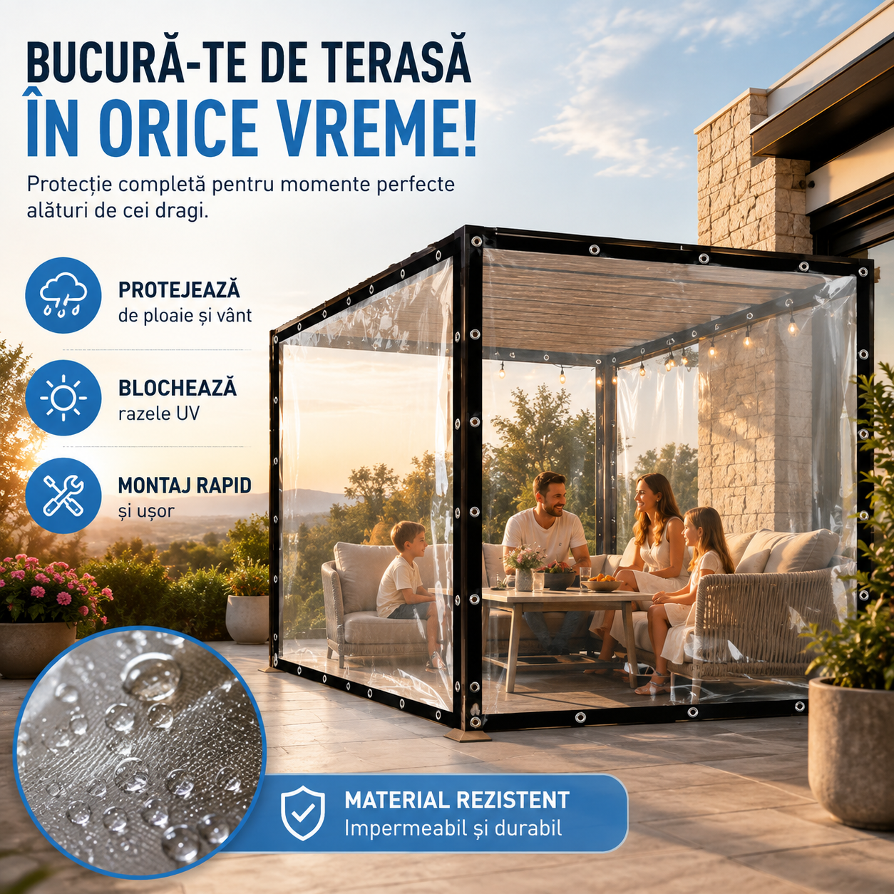 CoverFlex Pro™ - Copertină Premium pentru Terasă
